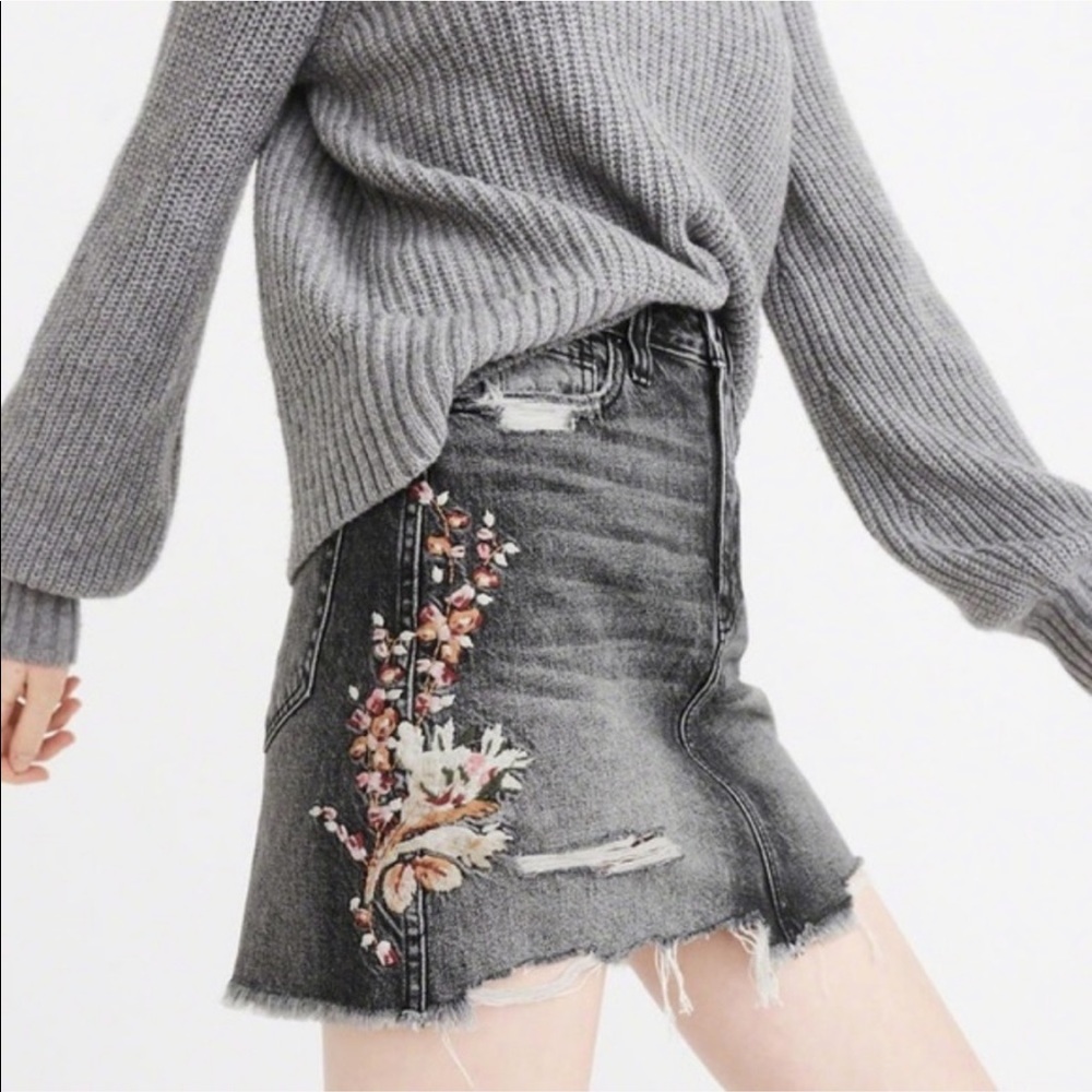 Abercrombie and Fitch Embroidered distressed skirt